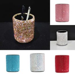 New Rhinestone Makeup Storage Box Tube Glitter Diamond Crystal Cosmetic Brushes Organizer Make Up Tools Bins Pen Containers