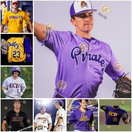 Jersey de beisebol da Carolina do Oriental Piratas Ryley Johnson Dixon Williams Jacob Starling Joey Berini Trey Yesavage Zach raiz Wyatt Lunsford-shenkman camisas de ECU personalizadas