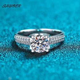 Women Classic 925 Sterling Silver 1 Pass Diamond Tester Brilliant Cut D Colour Bull Head Group Inlaid Stone Ring240412