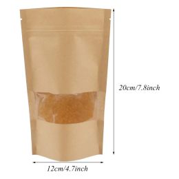 Kraft Paper Self-sealing Bags Tea Nut Bags Dry Goods Packaging Sealed Bags Food Storage Seal Elastic Home Accessories Tools