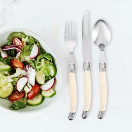Dinnerware Sets Tableware Stainless Steel Knife Fork Spoon Cutlery Household Kit Western Flatware White