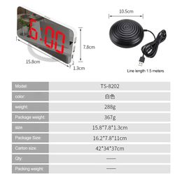 Loud Vibrating Alarm Clock Digital Table Clock for Heavy Sleepers Deaf Snooze USB LED Mirror Alarm Clock Adjustable Brightness