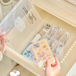 Kawaii Plastic Storage Box Organiser For Phone Case Charging Cable Cute Desk Organisers Portable Home Wire Organiser Container