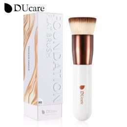 Kits DUcare Professional Flat Top Kabuki Foundation Brush Synthetic Hair Liquid Blending Mineral Powder Makeup Tools Rose Gold/White