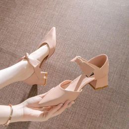 Dress Shoes High Heels Pointed Toe Hollow Pumps Women's With Straps Chunky Sandals Footwear Basketball Platform 2024 Sweet Spi