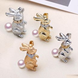 Jewellery Settings Rabbit Pearl Brooch Setting Gold For Women Fashion Accessories Diy Pins Christmas Gift Drop Delivery Dhxk7