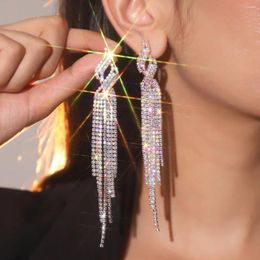 Dangle Earrings Corlor AB Long Tassel Jewelry Stunning Crystal JE270AB