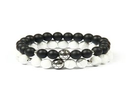 Stainless Steel Soccer Bracelets Whole 10pcslot 8mm Matte Agate Marble Howlite Stone Beads With Football Bracelet 7146860