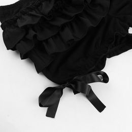 Mall Goth Lolita Safety Short Pants Women Cute Sweet Bow Tiered Ruffles Knickers Black Pumpkin Shorts Vintage Bloomers