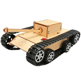 DIY Wooden 3D Puzzle Tank Model Science Kit Assembly Toys Rc Tank Physics Electronic School Project Scientific Experiment Toys