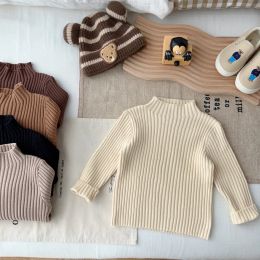 deer jonmi 2023 New Winter Korean Style Toddlers Kids Knitted Pullovers Sweaters Solid Colour Half Turtleneck Baby Sweater