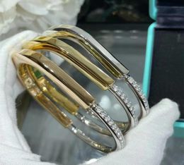 designer Lock Bracelets bangle set diamonds silver gold Bracelet for women luxury Jewellery with velvet bag1086388