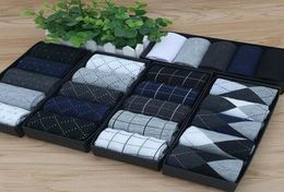 Men039s Socks 5 Pairs Dress Sock Solid Colour Deodorant Business Cotton Plaid Diamond Line No Gift Box2795633