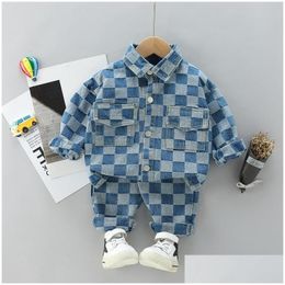 Clothing Sets Spring Autumn Casual Boy Set 2022 Fashion Active Denim Jacket Jeans Pant Kid Children Baby Toddler Clothingclothing Dro Dhwzy