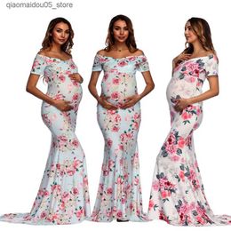 Maternity Dresses 2023 Pregnant Women Flower Long Skirt Pregnant Women Dress Photography Photo Shooting Pregnant Women Dress Summer Beach Wedding Dress Q240413