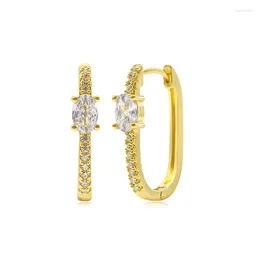 Hoop Earrings Silver Gold Colour Micro-set Zirconia For Women 2024 Office Jewellery Cool Simple Christmas Accessories