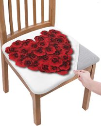 Chair Covers Valentine Love Red Rose Petals Seat Cushion Stretch Dining 2pcs Cover Slipcovers For Home El Banquet Living Room