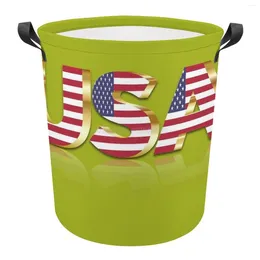 Laundry Bags USA Stars & Stripes Foldable Basket Art Waterproof Children's Toy Tunic Dirty Clothes Organiser Americ