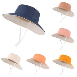 Berets Baby Sun Hat Infant Boys Girls Summer UPF 50 Protection Beach Toddler Solid Colour Safari Hats Cap Kid Bucket