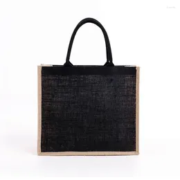 Shopping Bags 2024 Reusable Jute Tote Bag Eco Friendly Burlap Grocery For Beach