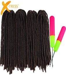 Synthetic Braiding Hair Extensions 22inch Soft Dreadlocks Faux Locs Crochet Braids Hair XTRESS8903506