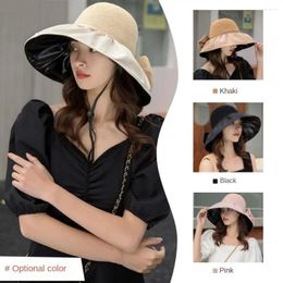 Berets Foldable Bucket Hat Summer Wide Brim With Storage Bag Sun Cap Anti-UV Portable Beach