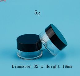 50pcslot Promotion 5g Plastic Cream jars Small Sample Container 5ml With Black Cap Empty Mini Refillable Cosmetic Bottlesgood qut8654313