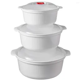 Dinnerware 3 Pcs Microwave Bowl Child Camping Cookware Bowls Lids Plastic Wear-resistant Container