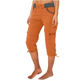 Women's Pants Cargo Capris Relaxed Fit Low Waist Pant Summer Casual Lightweight Trousers Pockets Elegant Woman 2024