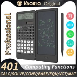 Calculators Scientific Calculator With Writing Tablet LCD Notepad 401 Computing Functions Portable Foldable Professional Calculators Solar