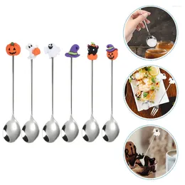 Spoons 6 Pcs Tableware Spoon Dessert Stainless Steel Dinner Mixing Halloween Cake Style