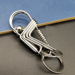 Keychains Stainless Steel Handicraft Key Ring Hanging Keychain Waist Matte Bead Car Keyring Mechanical Style Men Small Gift Trinket