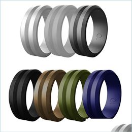 Band Rings Sile Wedding For Men Middle Engraved Line Rubber Engagement Bands Finger Active Sport Gym Drop Delivery Jewellery Dhgarden Dhmsn