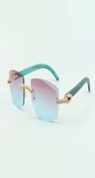 2022 exquisite bouquet diamond sunglasses 3524015 with natural teal wood arms and cut lens 30 thicknesssize 18135 mm3661029