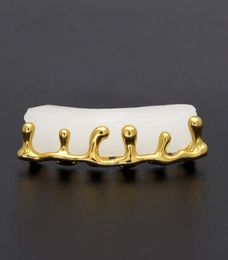 Gold Plated Teeth Grillz Volcanic Lava Drip Grills High Quality Mens Hip Hop Jewelry9086792