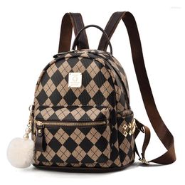 School Bags Versatile Lingge PU Leather Backpack For Women's 2024 Fashion Large Capacity Direct Selling Bag