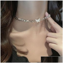 Pendant Necklaces Zircon Butterfly Choker Light Luxury Aesthetic Niche Clavicle Sier-Plated Necklace Jewelry Women Gifts Drop Delivery Dhobn