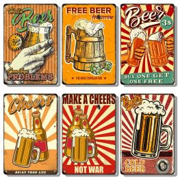 Beer Retro Metal Poster Drink Vintage Tin Signs Kitchen Bar Club Wall Art Decorative Plaque for Modern Home Room Decor Aesthetic