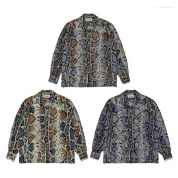 Men's Casual Shirts Serpentine Pattern WACKO MARIA Men Woman High Quality Street Long Sleeve Top Tees