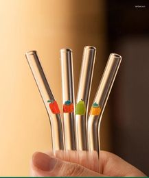 Drinking Straws Glass Thin Straw Elbow Non-Disposable Environmentally Friendly Heat-Resistant Transparent And Cute Milk Juice Accessories