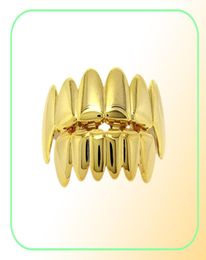 Grillz Teeth Set High Quality Mens Hip Hop Jewellery Real Gold Plated Grills1921658