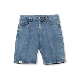 Pantaloncini di denim blu casual estivo maschio y2k coreano sottile jeans da quartiere dritto 240408