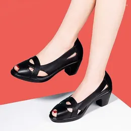 Dress Shoes Summer 2024 Women Peep Toe Pumps Hollow Outs High Heels Sandals Boat Platform Open Sandalias Plus Size 35-43