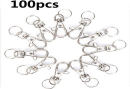 100pcslot Swivel Lobster Clasp Clips Key Hook Keychain Split Key Ring Findings Clasps for Keychains Making H09157388578