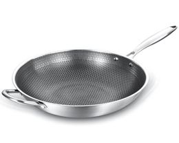 Coated Nonstick Wok304 Stainless Steel Wok Pan Fry Handle Cooking Potskitchen Cookware Pans4843269