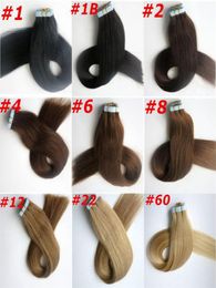 100g 40pcs Glue Skin Weft Tape in Hair Extensions 18 20 22 24inch Brazilian Indian Human Hair Extensions5003091