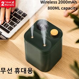 Humidifiers 800ml Wireless Humidifier Aromatherapy Diffuser 2000mah Battery Rechargeable Essential Oil Diffuser Ultrasonic Air Humidifier