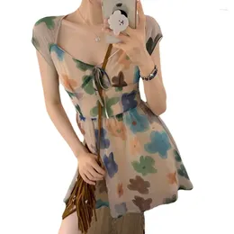 Casual Dresses In The Summer Of 2024 Ins Retro High-sense Niche Design Flower Dress Woman