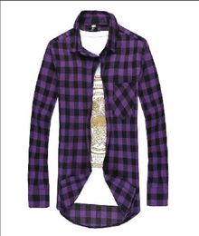 New Men039s Long Sleeved Flannel Casual Plaid Shirt Men Checkered Dress Shirts Slim Stylish Fashion 8876927