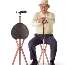 Decorative Figurines Walking Stick Chair For The Elderly With Stool Light Folding Hand Can Sit Multifunctional Anti Slip